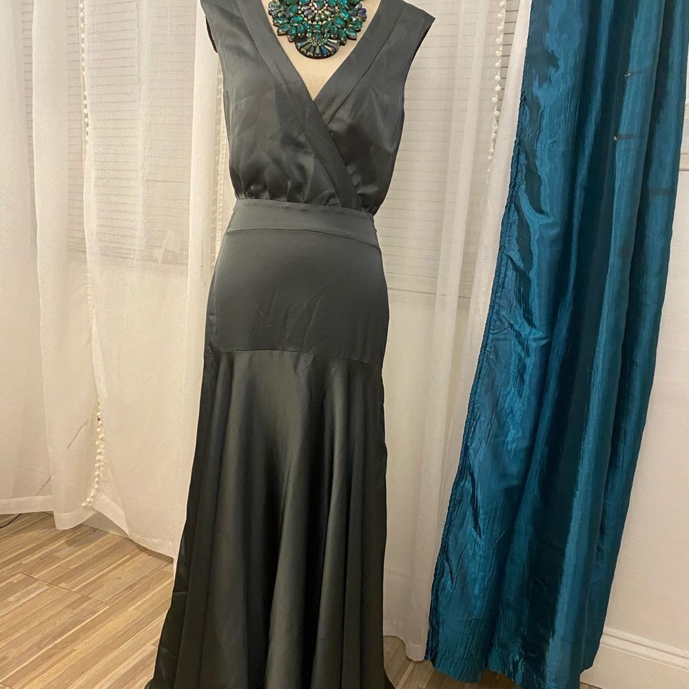 Fame And Partners Satin Maxi Dress, Size 4